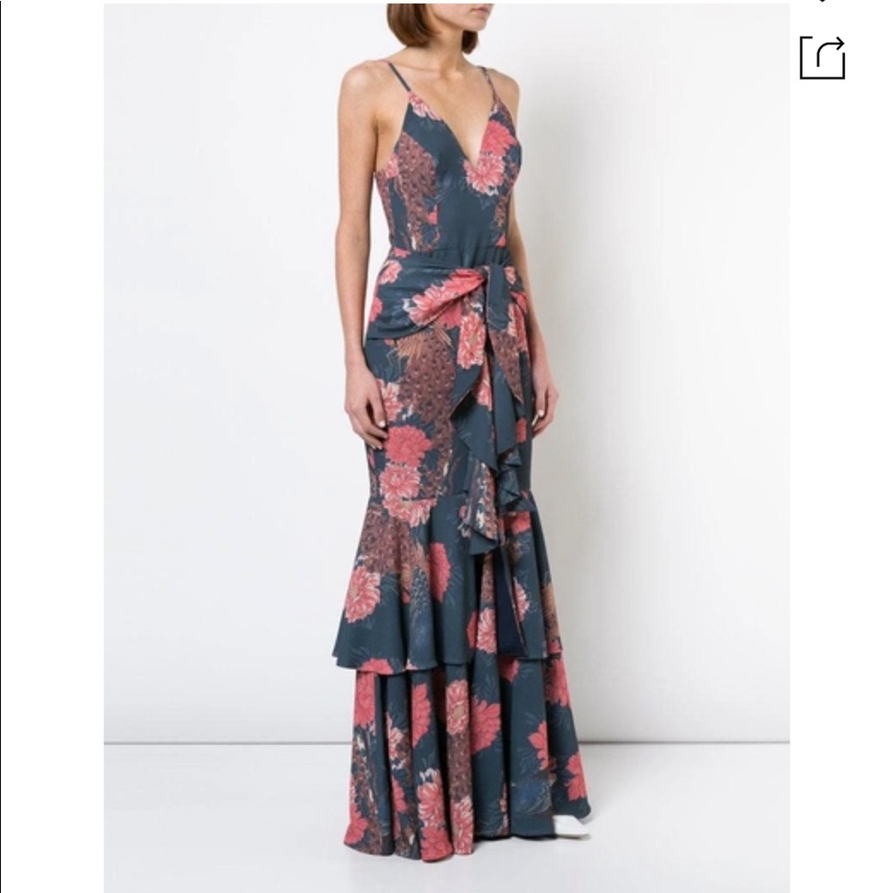 Patbo Peacock Ruffled Maxi Dress - Blue